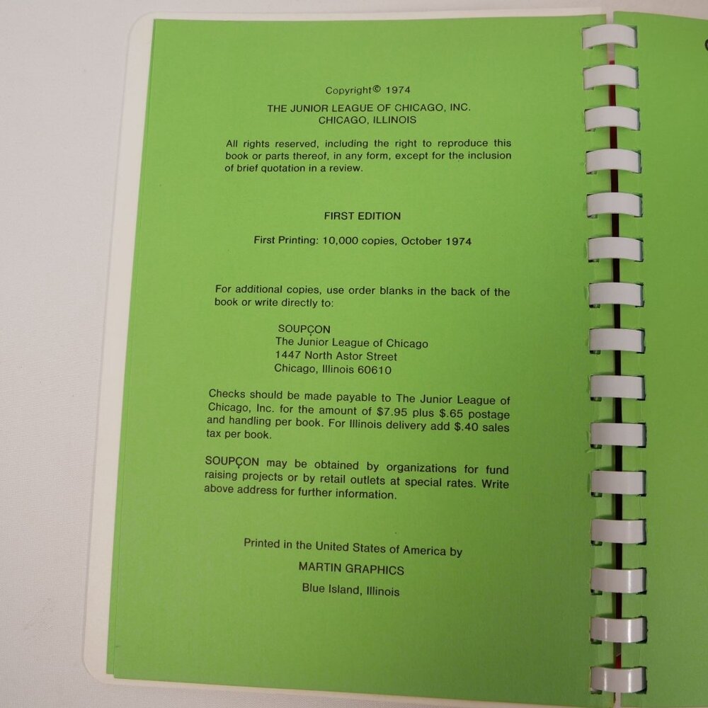 Soupcon: Seasonal Samplings From The Jr League Of Chicago 1974 Spiral Cookbook - Picture 6 of 7